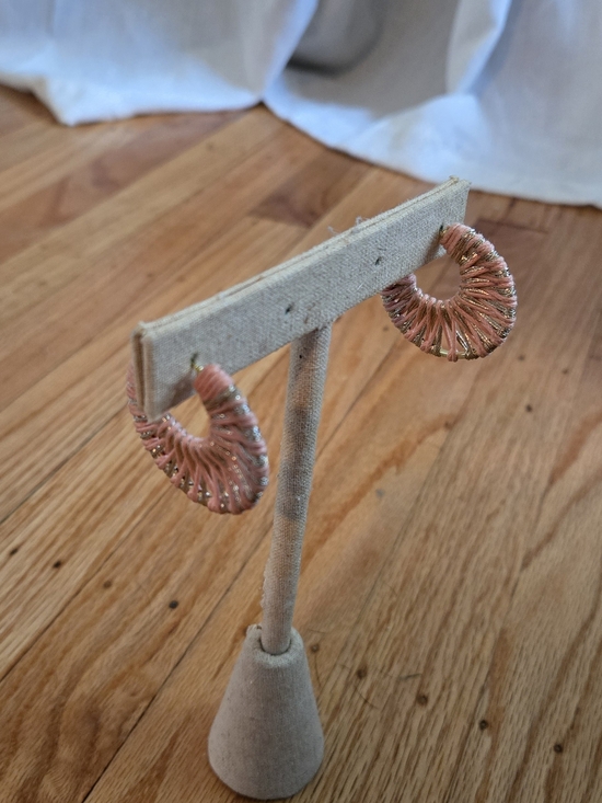 Stella & Dot Jewelry - Stella & Dot Blush Thread-Wrapped Hoop Earrings with Metallic Thread